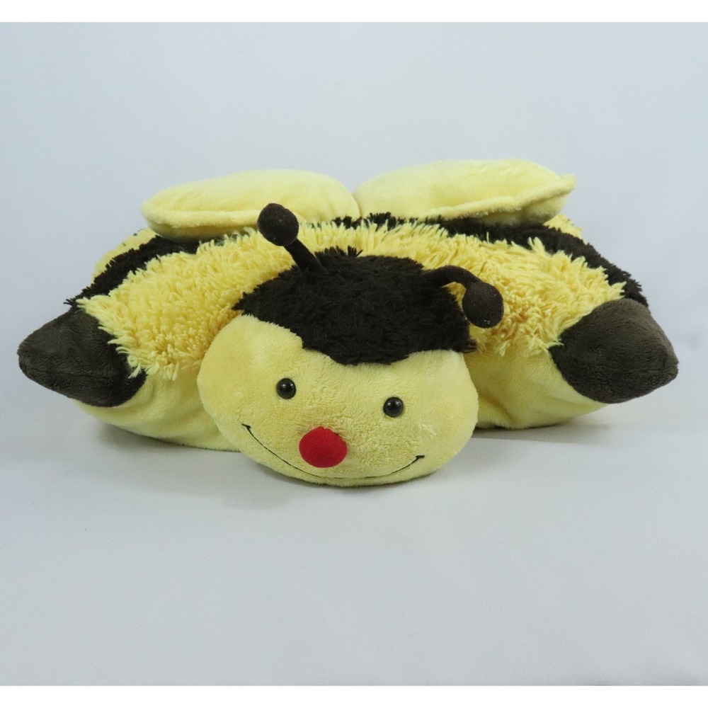 2010 Pillow Pets Bumble Bee Plush Pillow Large Black & Yellow Stuffed Animal